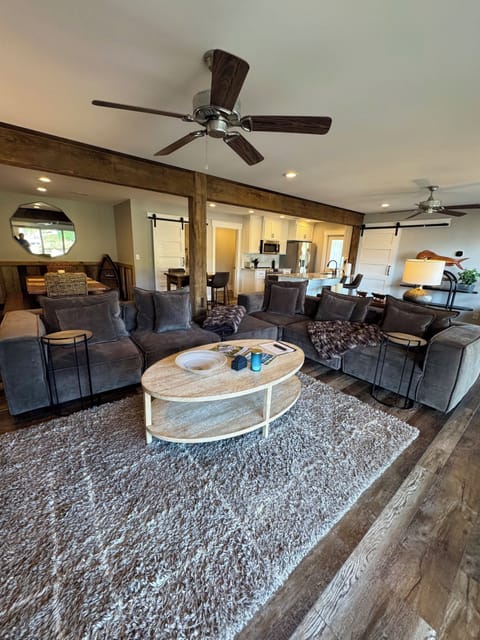 Looking from TV back to kitchen