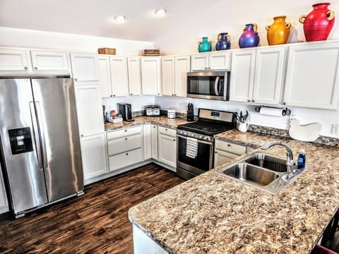 Open kitchen looking into living room