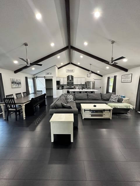 Large Open Floor Plan Living, Dining & Kitchen.