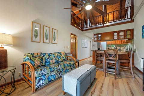 Living space is open to the kitchen and dining area