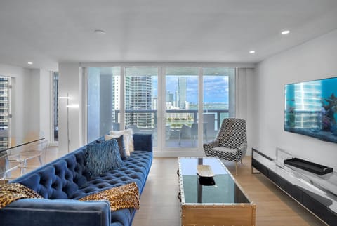 Living area, Roku streaming tv, balcony access, water views