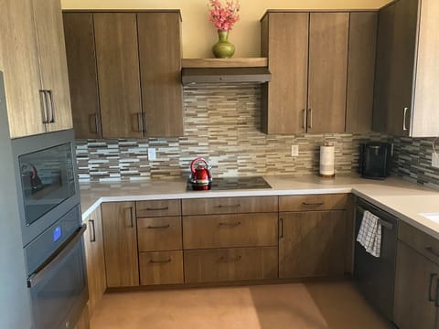 Kitchen with dishwasher. 