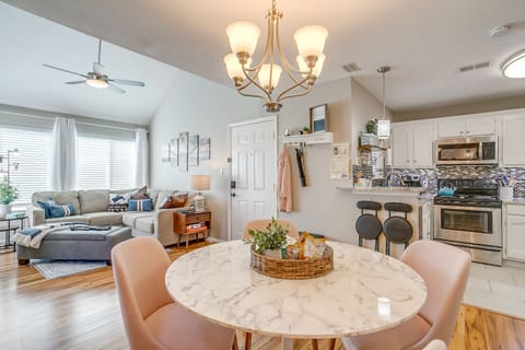 Full dining room open to kitchen and living space.

