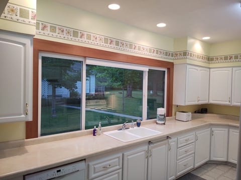Kitchen with a view.  Includes plenty of storage and counter space, 