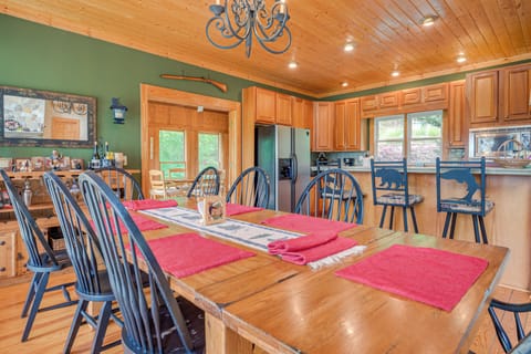 Dining Area | Wood-Burning Fireplace | 1st Floor