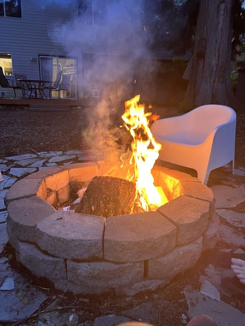 Back yard fire pit for story telling, making s'mores and stargazing. 
