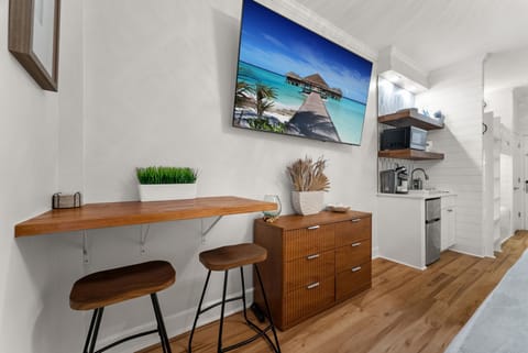 Dining bar in studio as well with barstool seating for 2