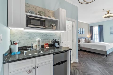 Kitchenette with microwave and under counter refrigerator