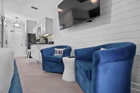 Living area with a big flat screen