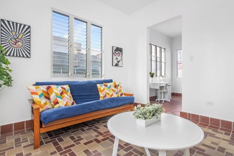 Kick back and relax on the comfy futon in this inviting living room.