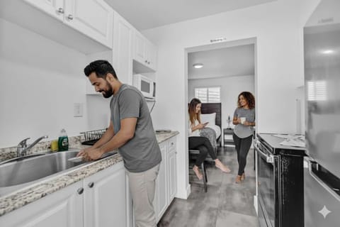 Cook, connect, and unwind in this open-layout space with granite counters, comfy bed, and relaxed vibes—perfect for couples, solo travelers, or long stays.