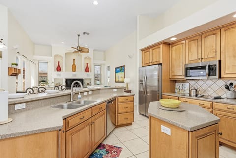Large kitchen and island area
