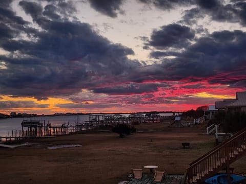 our beautiful sunset from our 3d story deck off the master bedroom 