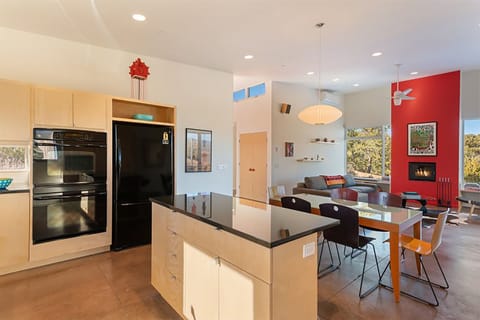 Kitchen, dining and living room