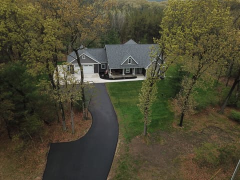 Aerial view of home on 5 acres