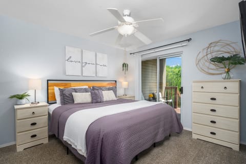 Cozy bed for a restful night’s sleep.