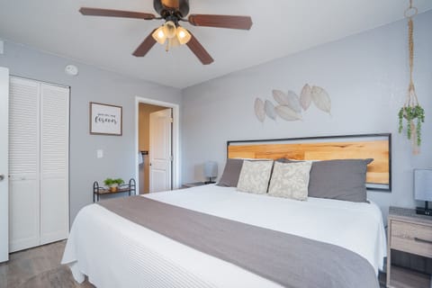 Cozy bed for a restful night’s sleep.