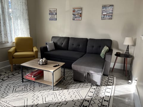 Downstairs living room with pull-out sofa bed