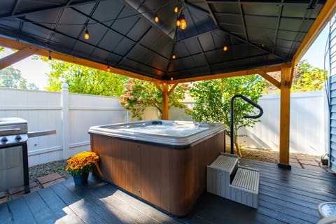 Relax in our hot tub after a long day at the track