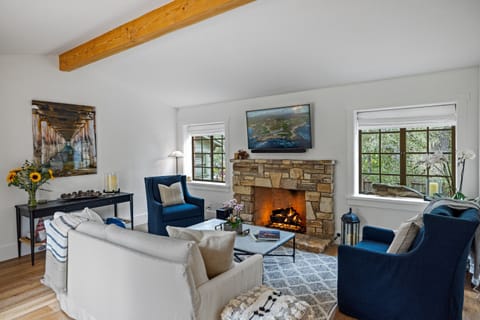 Living Room with Fireplace and HDTV