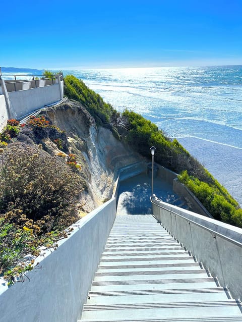 Staircase leads you right down to the sand and surf