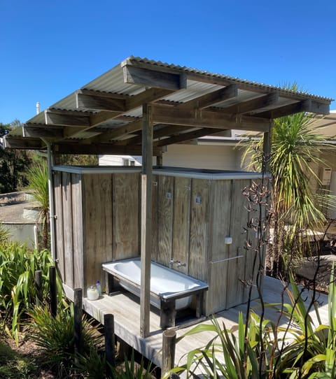 Outdoor bathroom, bath, shower and toilet