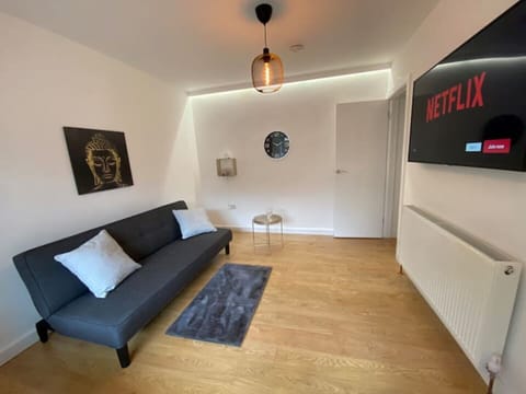 Comfy sofa bed with Big 4K netflix, prime enabled TV