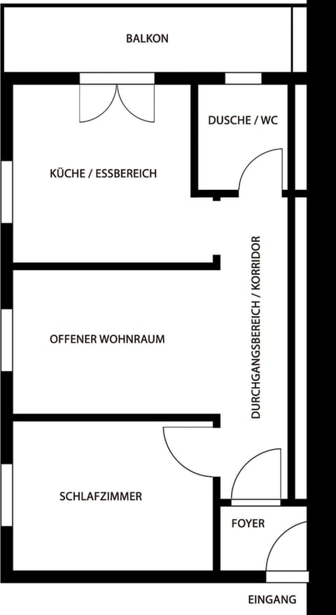 Floor plan apartment no. 4 (1½ room apartment on the 2nd floor)