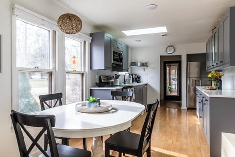 Open kitchen and dining area