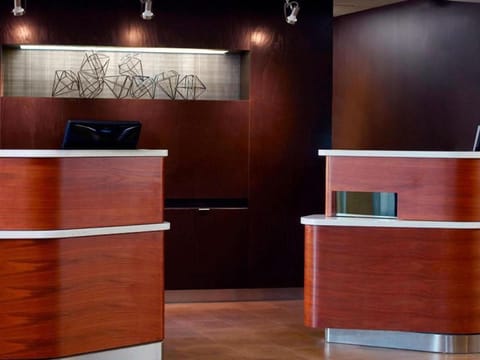 Arrive smoothly with a modern front desk and warm welcome.