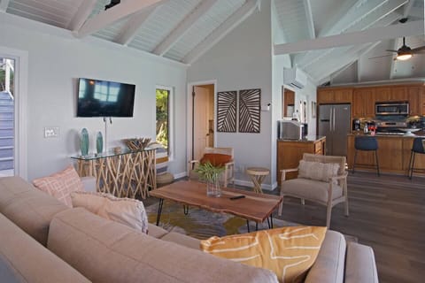 The cozy, welcoming living room is the perfect spot to hang with friends and family