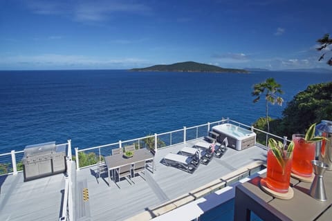 Gorgeous views from the upper deck overlooking the pool and lounge deck
