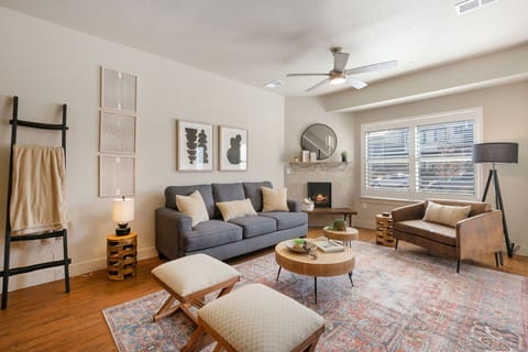 Cozy Living Area with Smart TV and Fireplace