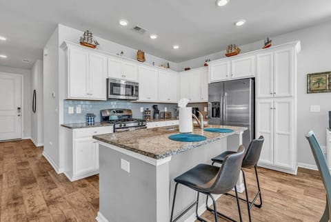 Breakfast bar seating is convenient for casual conversations