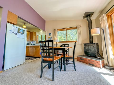 A dining room table with room for 4.