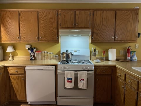Kitchen opens to living room