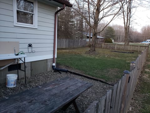 picnic table and fish cleaning station