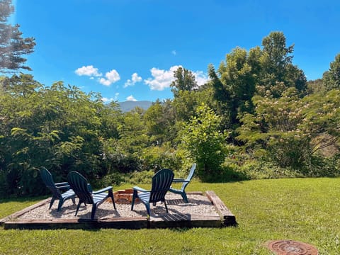 fire pit by mountains