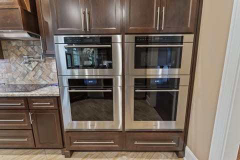 Wolf double ovens, microwave, and steamer