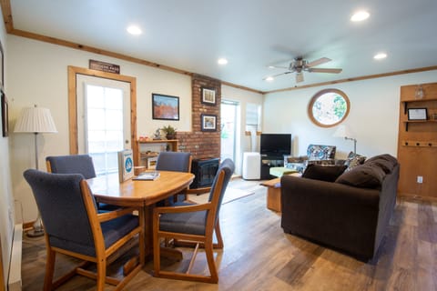 Cozy living space with electric fireplace