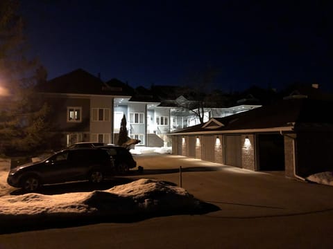 Parking and building with condos