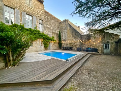 The private courtyard garden.  The pool is surrounded by non-slip decking