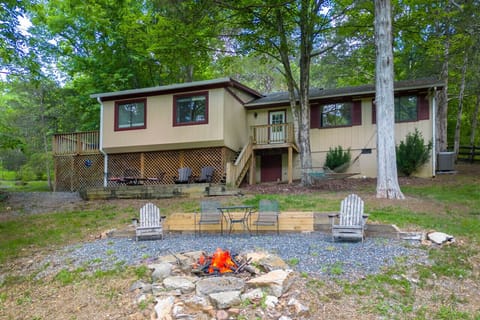 Cottage rear exterior with firepit