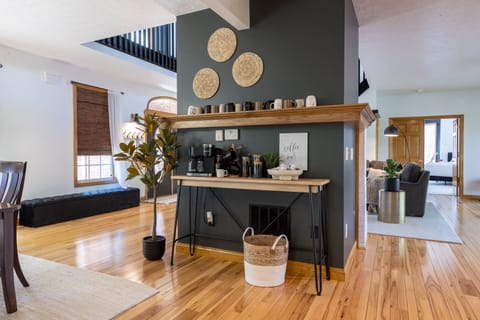 Make yourself a fancy coffee with the syrups and creamers our coffee bar offers.