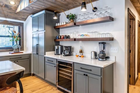 Coffee Bar with beverage refrigerator