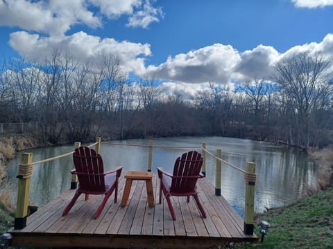 New dock over pond - perfect for a cocktail and conversation