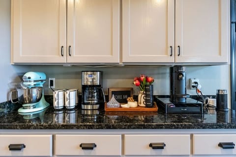 Coffee Bar with espresso, frother, French press, reg. coffee makers