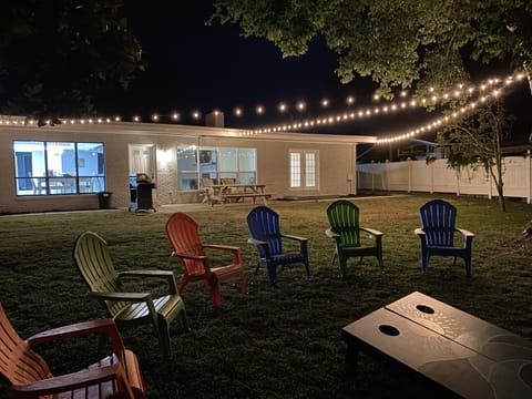 Cafe lights so you can enjoy your space at night.