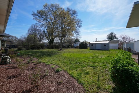 fully fenced in backyard.