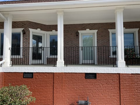 View of exterior doors on rear deck.